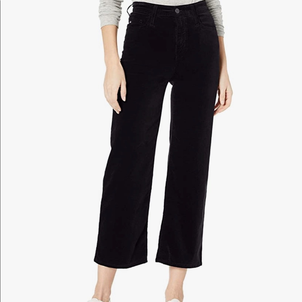 AG Etta black velvet high waisted wide leg cropped pants 28R